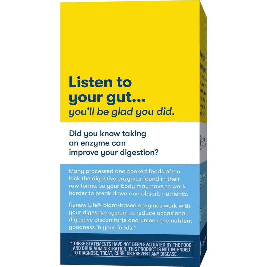 Renew Life Adult Digestive Enzyme - L - Glutamine, DigestMore Plant - Based Foods Enzyme Formula for Men & Women, Smooths Digestive Tract, Vegetarian, 90 Capsules - The Oasis of Health