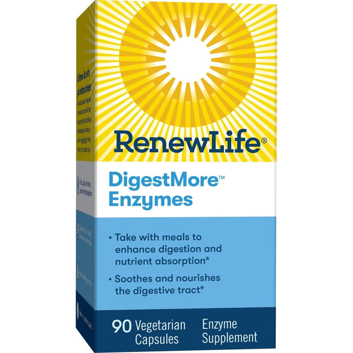 Renew Life Adult Digestive Enzyme - L - Glutamine, DigestMore Plant - Based Foods Enzyme Formula for Men & Women, Smooths Digestive Tract, Vegetarian, 90 Capsules - The Oasis of Health
