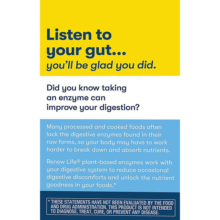 Renew Life Adult Digestive Enzymes, Dietary Supplement Enhances Digestion & Nutrient Absorption, Helps Relieve Gas, Bloating & Indigestion, Dairy, Soy & Gluten Free, 90 Capsules - The Oasis of Health