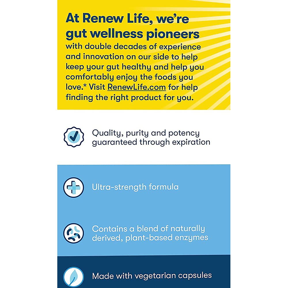 Renew Life Adult Digestive Enzymes, Dietary Supplement Enhances Digestion & Nutrient Absorption, Helps Relieve Gas, Bloating & Indigestion, Dairy, Soy & Gluten Free, 90 Capsules - The Oasis of Health