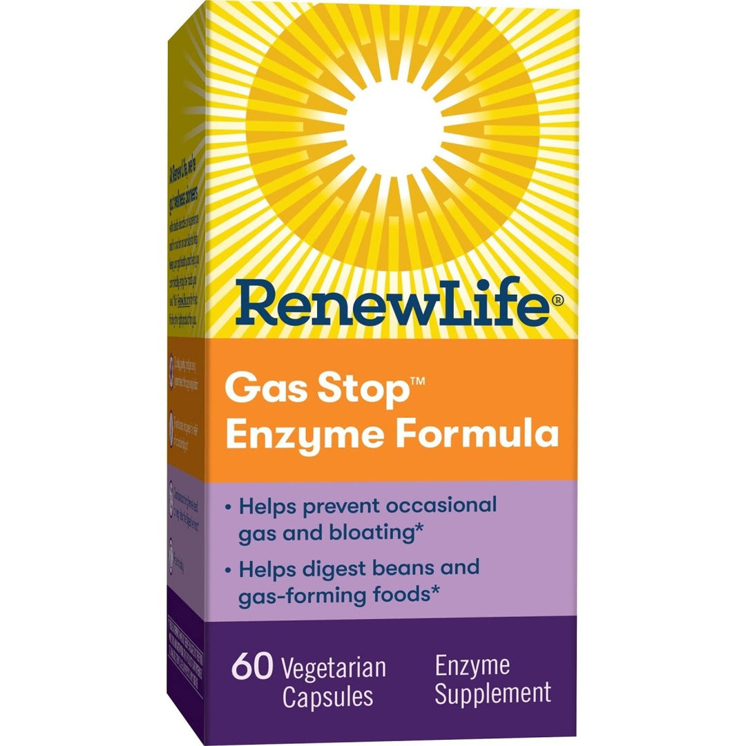 Renew Life Adult Plant - Based Enzyme Supplement, Fennel Seed Helps Relax Digestive Tract, Gas Stop Enzyme Formula, Dairy Free, Vegetarian, 60 Capsules - The Oasis of Health