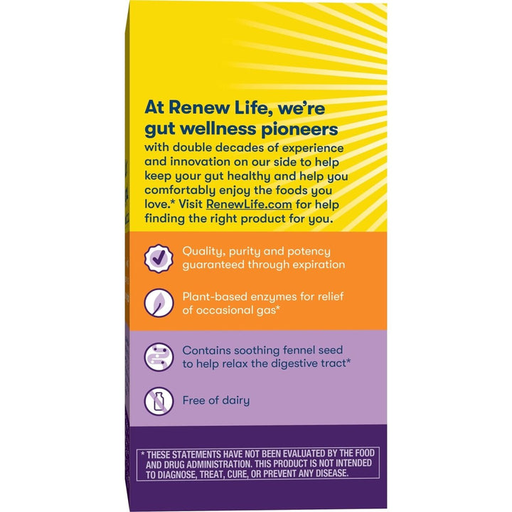 Renew Life Adult Plant - Based Enzyme Supplement, Fennel Seed Helps Relax Digestive Tract, Gas Stop Enzyme Formula, Dairy Free, Vegetarian, 60 Capsules - The Oasis of Health