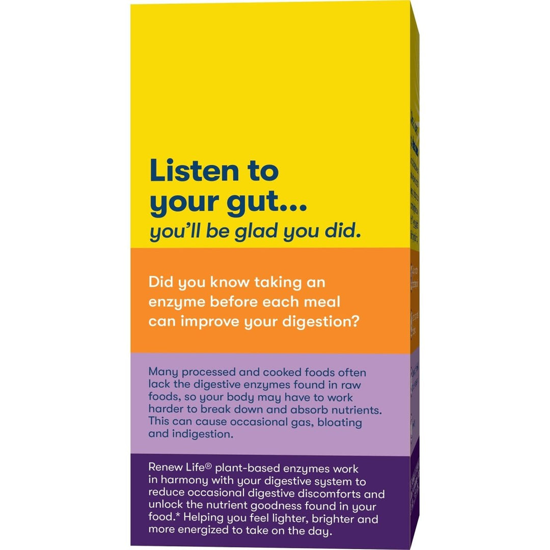 Renew Life Adult Plant - Based Enzyme Supplement, Fennel Seed Helps Relax Digestive Tract, Gas Stop Enzyme Formula, Dairy Free, Vegetarian, 60 Capsules - The Oasis of Health