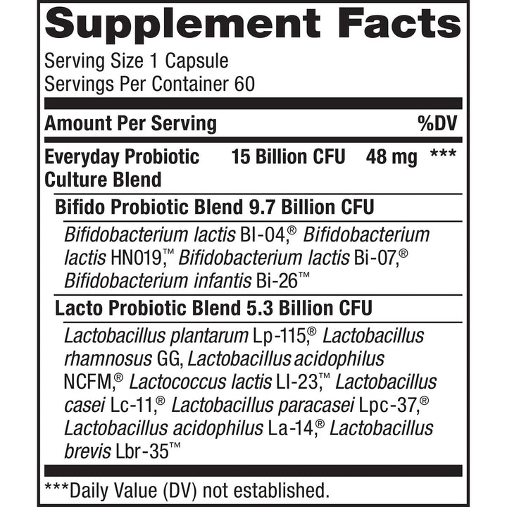 Renew Life Adult Probiotics, 15 Billion CFU Guaranteed, Everyday Probiotic Supplement for Digestive & Immune Health, Shelf Stable, Gluten Dairy & Soy Free, 60 Capsules - The Oasis of Health