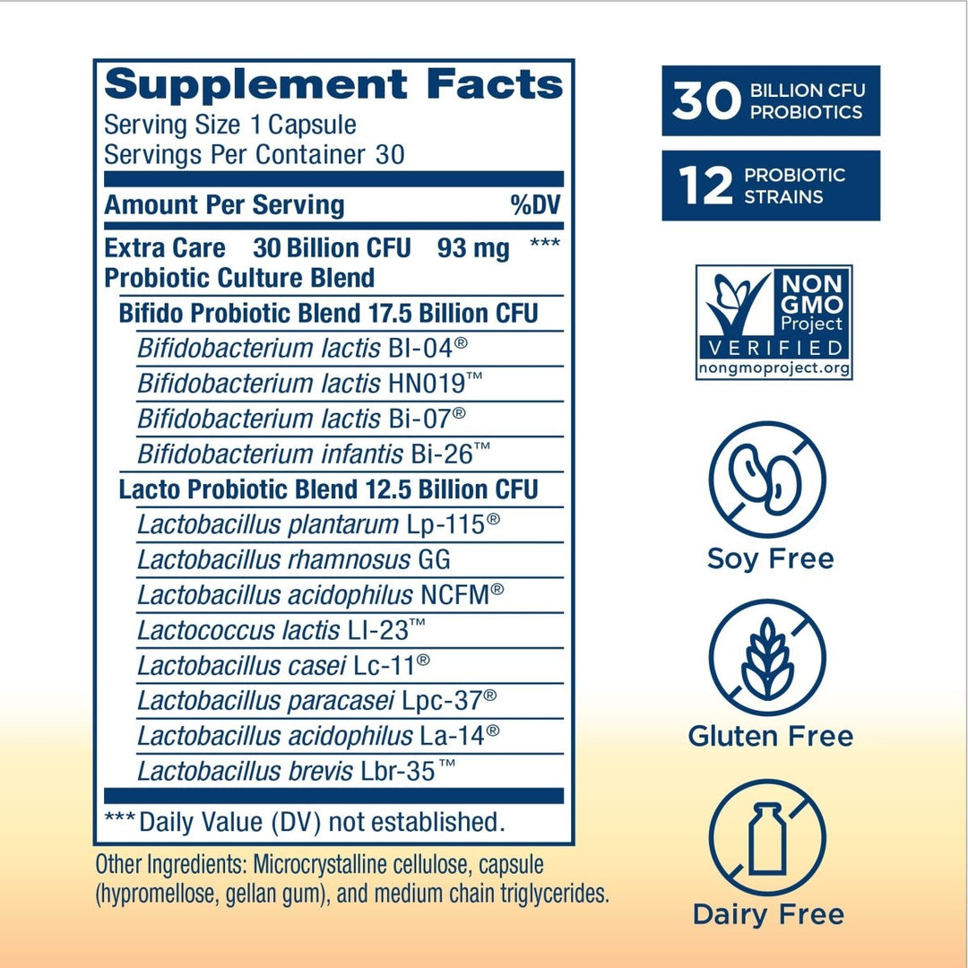 Renew Life Adult Probiotics, 30 Billion CFU Guaranteed, Extra Care Go - Pack, Probiotic Supplement for Digestive & Immune Health, Shelf Stable, Gluten Dairy & Soy Free, 30 Capsules - The Oasis of Health