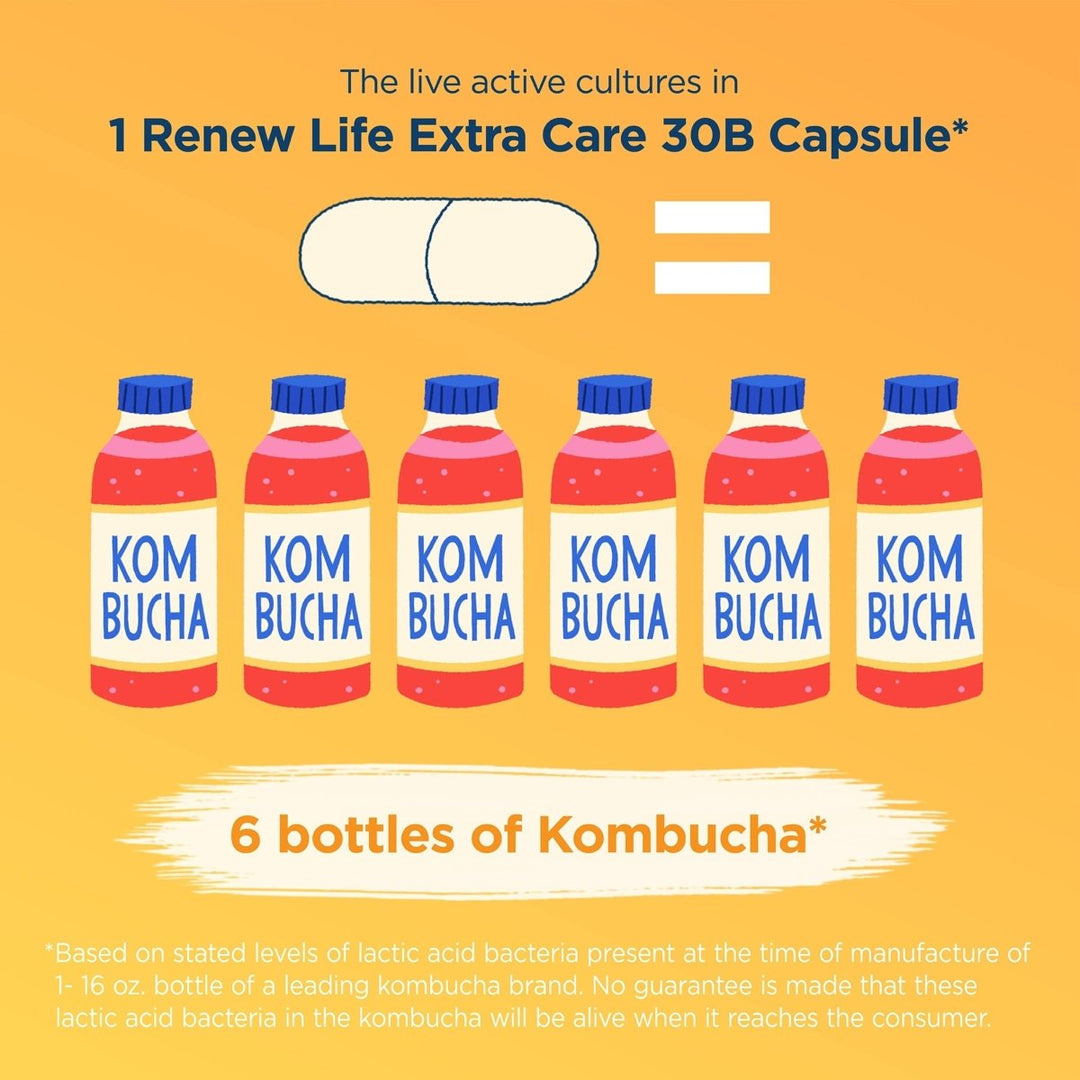 Renew Life Adult Probiotics, 30 Billion CFU Guaranteed, Extra Care Go - Pack, Probiotic Supplement for Digestive & Immune Health, Shelf Stable, Gluten Dairy & Soy Free, 30 Capsules - The Oasis of Health