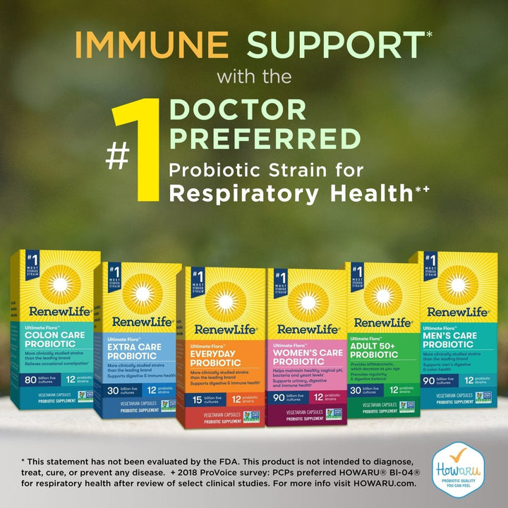 Renew Life Adult Probiotics, 50 Billion CFU Guaranteed, Extra Care Go - Pack, Probiotic Supplement for Digestive & Immune Health, Shelf Stable, Gluten Dairy & Soy Free, 30 Capsules - The Oasis of Health