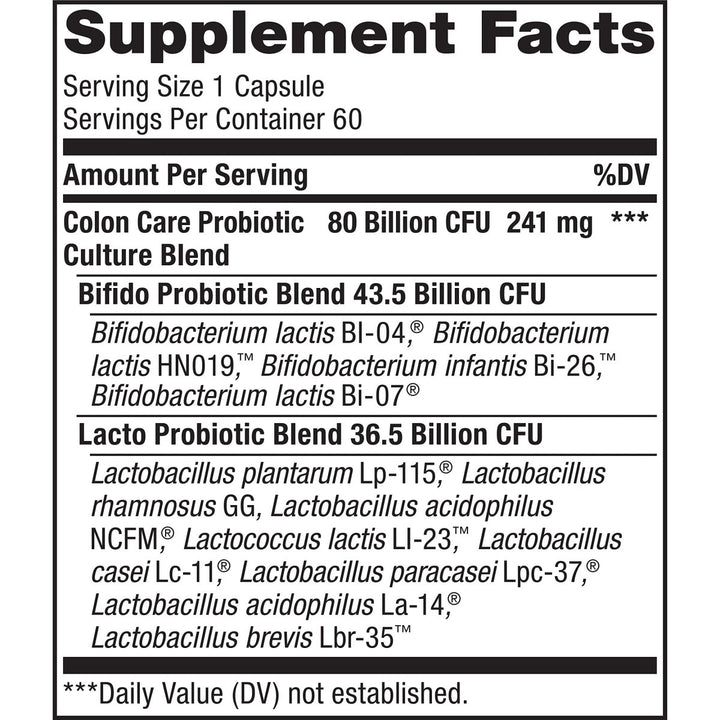 Renew Life Adult Probiotics, 80 Billion CFU Guaranteed, Colon Care Probiotic Supplement for Digestive, Immune, Shelf Stable, Gluten Dairy & Soy Free, 60 Capsules - The Oasis of Health