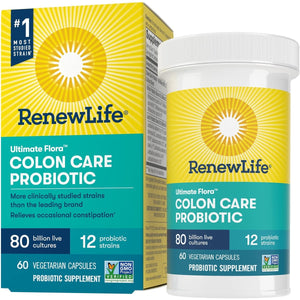 Renew Life Adult Probiotics, 80 Billion CFU Guaranteed, Colon Care Probiotic Supplement for Digestive, Immune, Shelf Stable, Gluten Dairy & Soy Free, 60 Capsules - The Oasis of Health