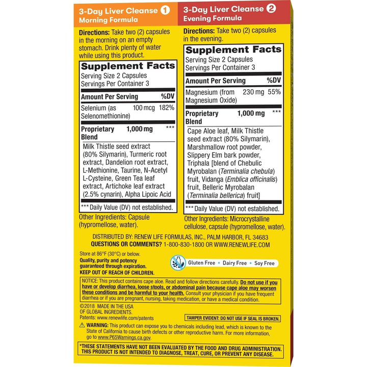 Renew Life Cleanse, Adult, 3 - Day Liver Cleanse, Dietary Supplement, 2 - Part; (Pack May Vary) (Package May Vary) - The Oasis of Health