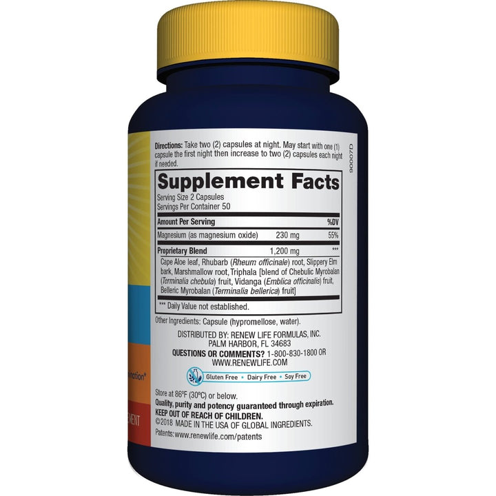 Renew Life Detox Cleanse More - Relieve Bloating and Restore Regularity - Overnight Constipation Relief - Soy, Dairy & Gluten Free - 100 Capsules - The Oasis of Health