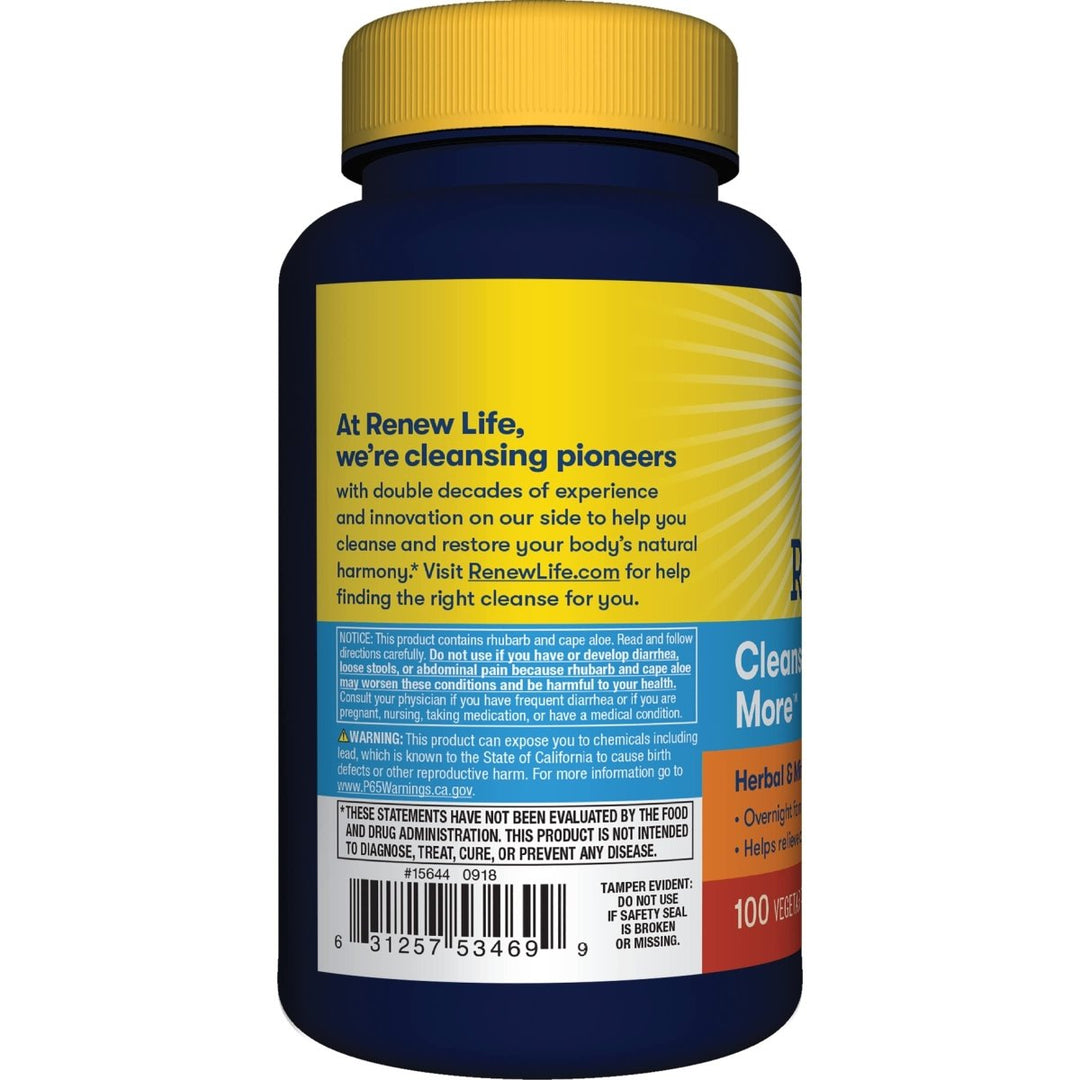 Renew Life Detox Cleanse More - Relieve Bloating and Restore Regularity - Overnight Constipation Relief - Soy, Dairy & Gluten Free - 100 Capsules - The Oasis of Health