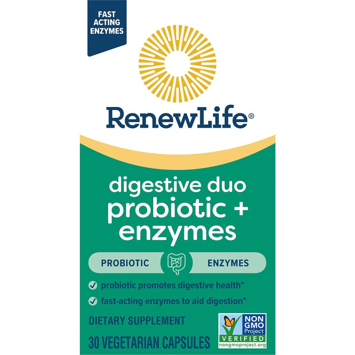 Renew Life Digestive Duo Probiotic + Enzymes 30 Vcaps - The Oasis of Health