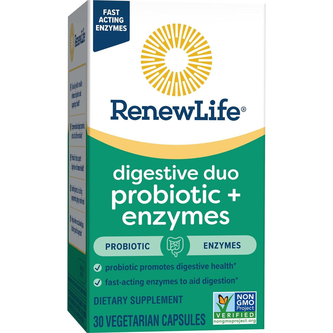 Renew Life Digestive Duo Probiotic + Enzymes 30 Vcaps - The Oasis of Health
