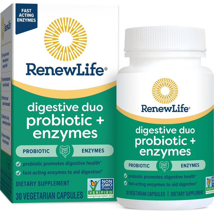 Renew Life Digestive Duo Probiotic + Enzymes 30 Vcaps - The Oasis of Health