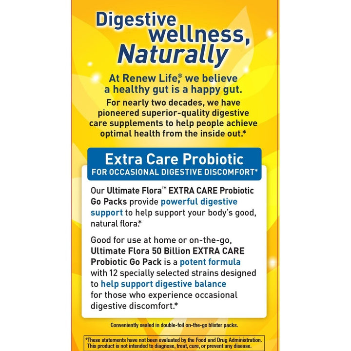 Renew Life Extra Care Ultimate Flora Probiotic 50 Billion Go Pack, 60 CT - The Oasis of Health