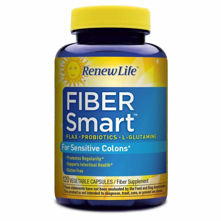 Renew Life - Fiber Smart - For Sensitive Colons - fiber supplement - colon health - 120 vegetable capsules - 30 day supply - The Oasis of Health