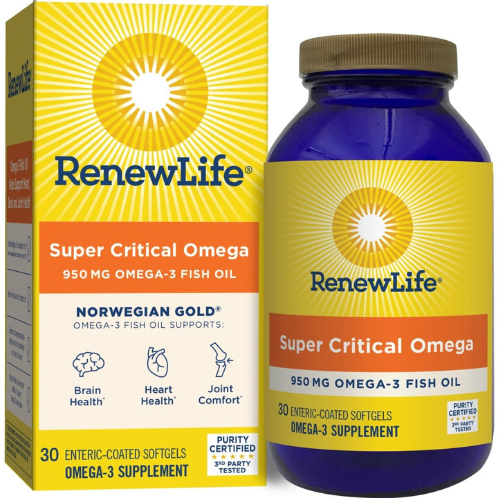 Renew Life Fish Oil, Norwegian Gold Omega - 3 Supplement ? 950mg Critical Omega - 3 Fish Oil Supplement, Dairy & Gluten Free, Supports Healthy Heart & Brain Function, Burp - Free - 30 Soft Gel Capsules - The Oasis of Health