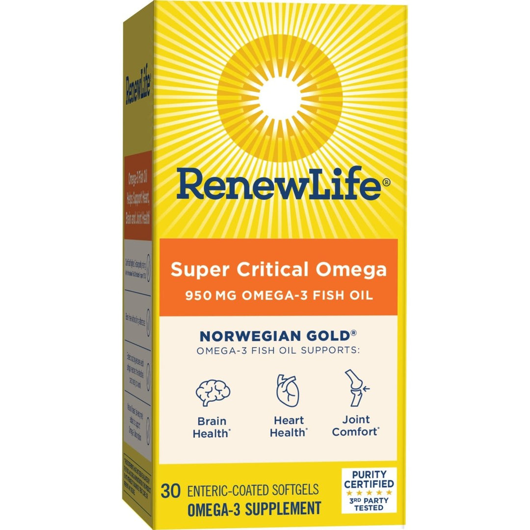 Renew Life Fish Oil, Norwegian Gold Omega - 3 Supplement ? 950mg Critical Omega - 3 Fish Oil Supplement, Dairy & Gluten Free, Supports Healthy Heart & Brain Function, Burp - Free - 30 Soft Gel Capsules - The Oasis of Health