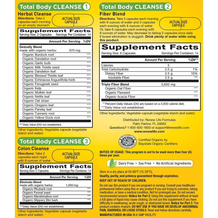 Renew Life - Gentle Care Total Body Cleanse - digestive detox and cleanse supplement - 14 day program - The Oasis of Health