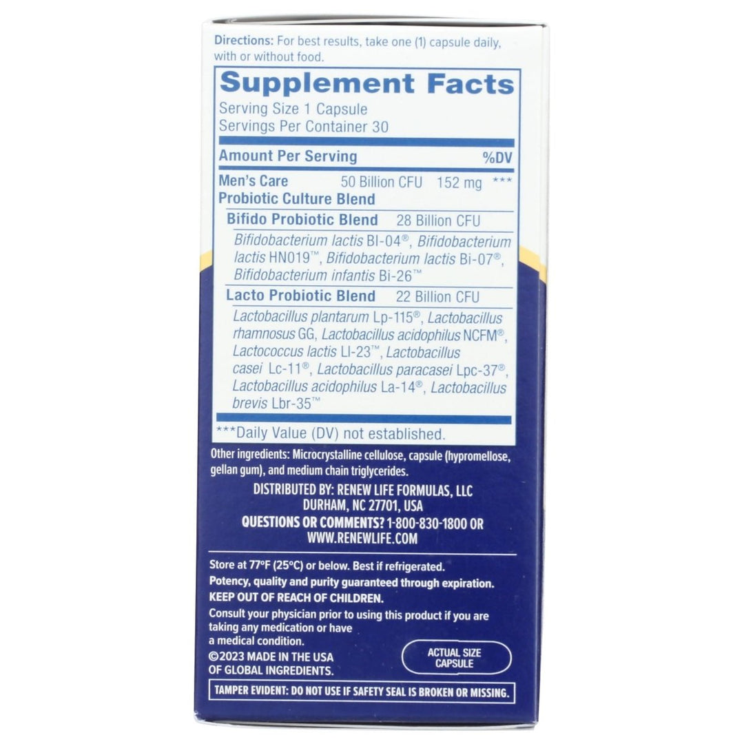 RENEW LIFE Men's Care Probiotic 50B, 30 CT - The Oasis of Health