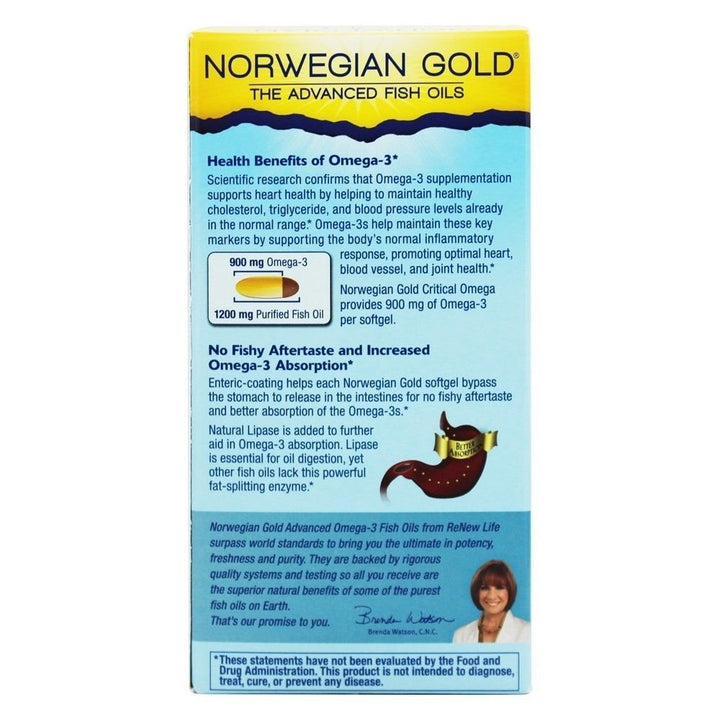 Renew Life Norwegian Gold Critical Omega - 1200 mg - 60 Softgels - The Oasis of Health