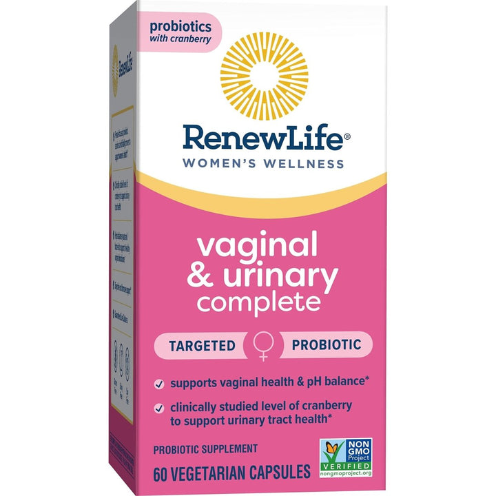 Renew Life Probiotics for Women, 3.5 Billion CFU, Probiotic Supplement for Digestive, Vaginal & Immune Health, Soy, Dairy & Gluten Free, Vaginal & Urinary Complete, Cranberry, 60 Capsules - The Oasis of Health