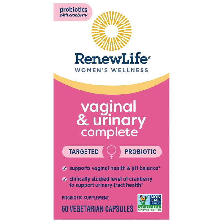 Renew Life Probiotics for Women, 3.5 Billion CFU, Probiotic Supplement for Digestive, Vaginal & Immune Health, Soy, Dairy & Gluten Free, Vaginal & Urinary Complete, Cranberry, 60 Capsules - The Oasis of Health