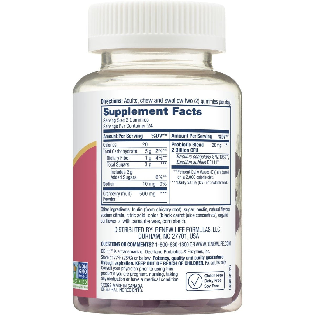 Renew Life Probiotics for Women - Support Urinary Tract Health, 2 Billion CFU, 48 Gummies - The Oasis of Health