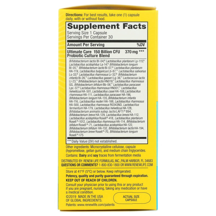 Renew Life Ultimate Flora Care 150 Billion - 30 Capsules - The Oasis of Health