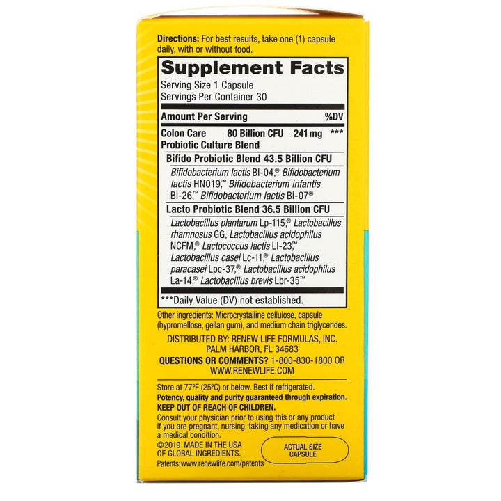 Renew Life Ultimate Flora Colon Care Probiotic - 80 Billion, 30 Capsules - The Oasis of Health