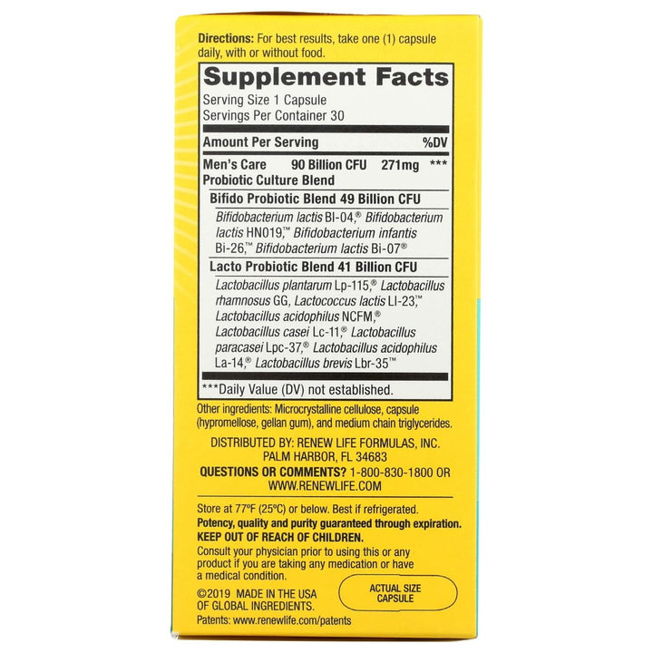 Renew Life Ultimate Flora Men's Care Probiotic - 30 Capsules - The Oasis of Health