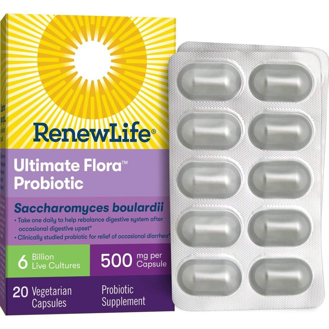 Renew Life - Ultimate Flora Probiotic Saccharomyces Boulardii - 6 Billion - 20 vegetable capsules (Packaging May Vary) - The Oasis of Health