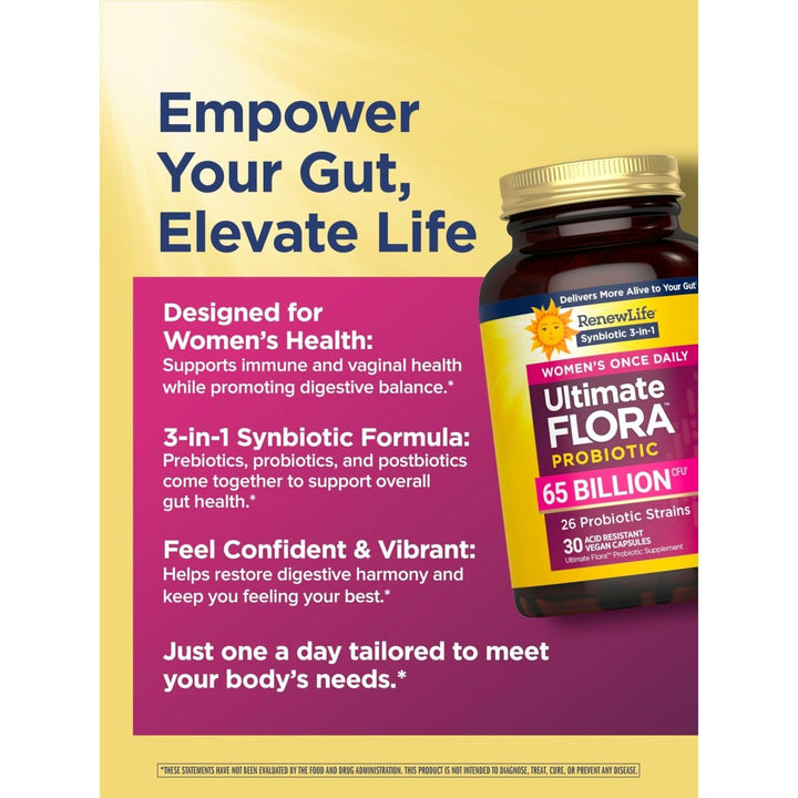 Renew Life Ultimate Flora Probiotics for Women 65 Billion CFU Delayed Release Vegan Capsules | Vaginal | Digestive Health | Immune Health | Dairy Free | 30 Count - The Oasis of Health