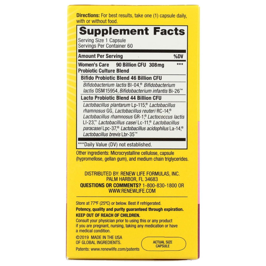 RENEW LIFE Ultimate Flora Women's Care Probiotic 90 Billion, 60 CT - The Oasis of Health