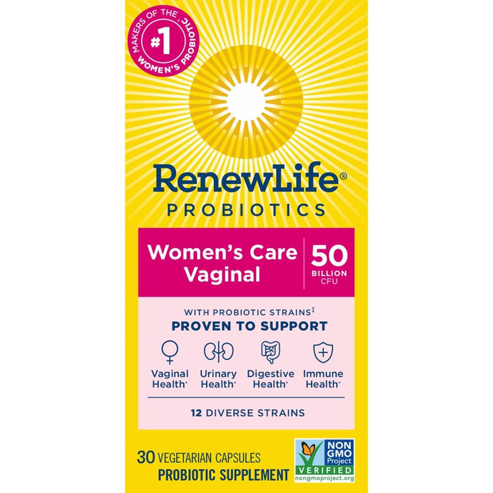 Renew Life Womens Wellness, Womens Care Probiotic, 4 - in - 1: Vaginal, Urinary, Digestive and Immune Support, 50 Billion CFU Per Capsule Guaranteed, 12 Strains; Shelf - Stable Probiotic, 30 ct.* - The Oasis of Health