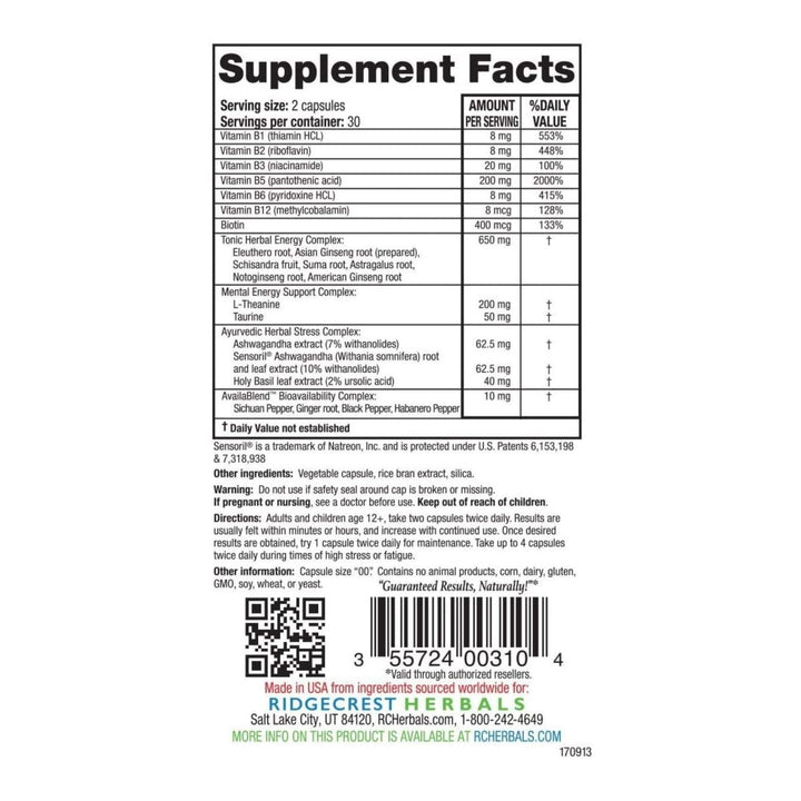 Ridgecrest Adrenal Fatigue Fighter 60 Vcaps - RG0029 - The Oasis of Health