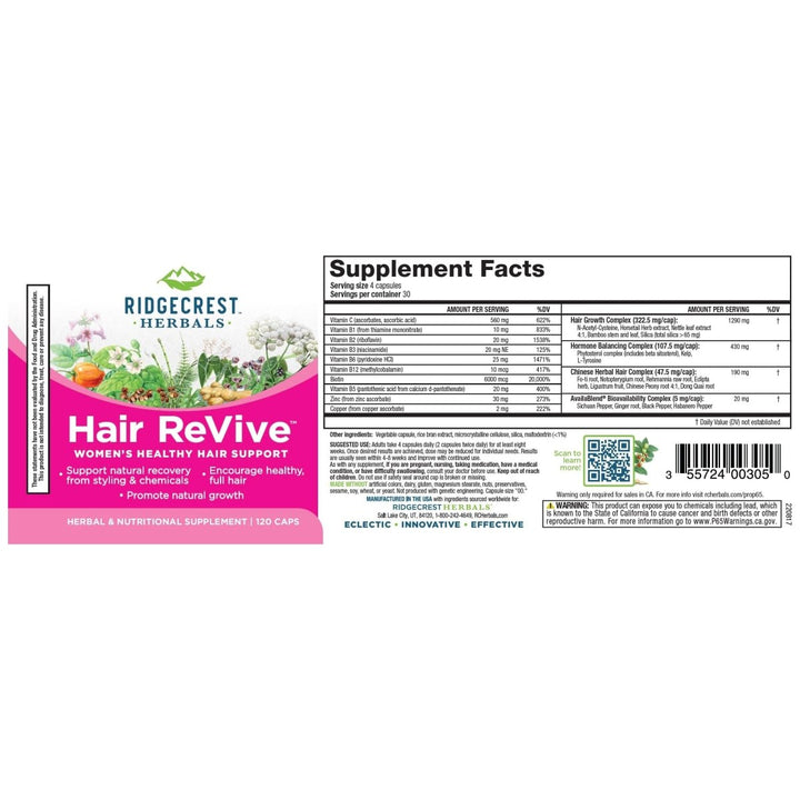 Ridgecrest Herbal Hair Revive 120 Capsules - RG0014 - The Oasis of Health