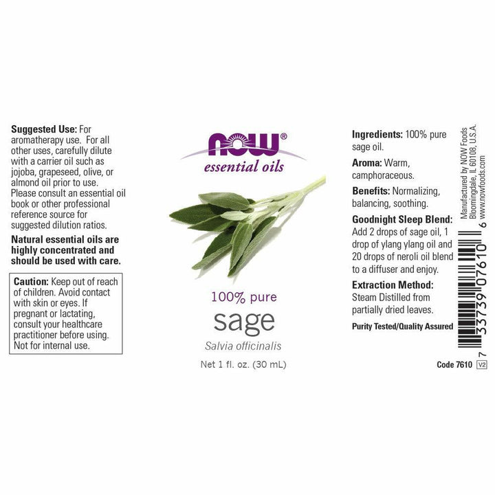 Sage oil , 1 Fluid Ounce (Pack of 2) - The Oasis of Health