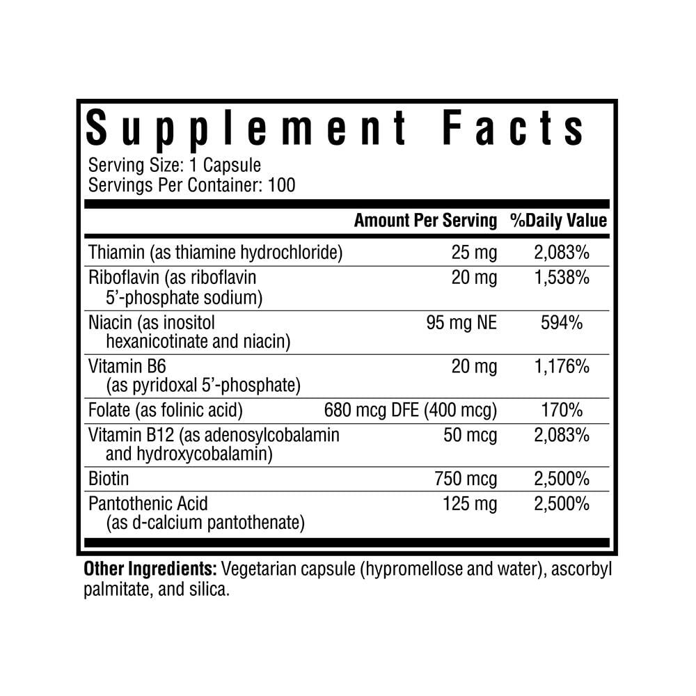 Seeking Health B Complex MF, Methyl - Free Forms of Folate and Vitamin B12, Healthy Energy, Immune System, Mood, and Memory Support, Vegan and Vegetarian (100 Capsules)* - The Oasis of Health