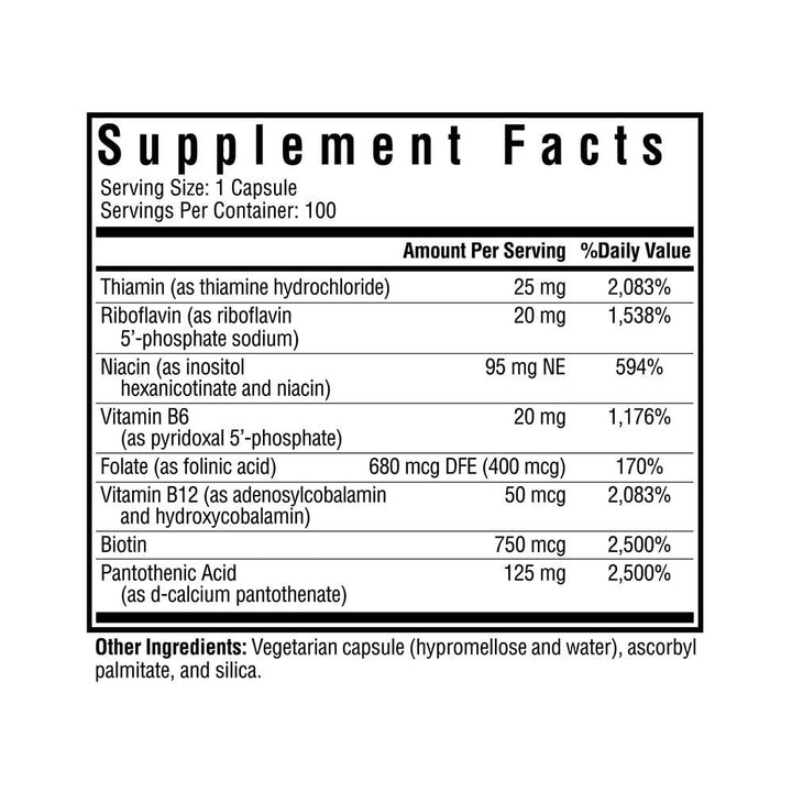 Seeking Health B Complex MF, Methyl - Free Forms of Folate and Vitamin B12, Healthy Energy, Immune System, Mood, and Memory Support, Vegan and Vegetarian (100 Capsules)* - The Oasis of Health