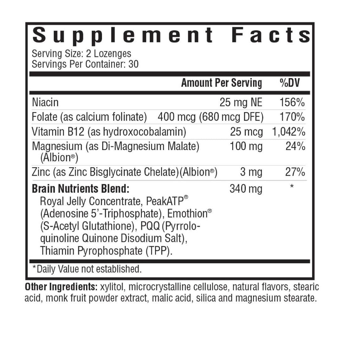 Seeking Health Brain Nutrients, Brain Fog and Memory Support, Cognitive Function and Energy Support, Focus and Concentration Supplement (60 lozenges) - The Oasis of Health