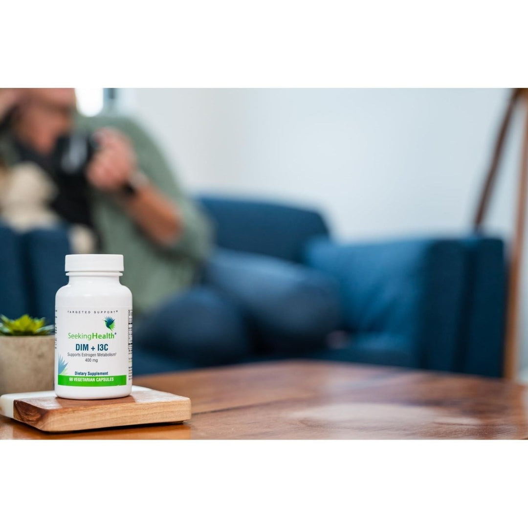 Seeking Health DIM + I3C, 400 mg Supplement, Supports Healthy Hormone Metabolism and Estrogen Balance for Women, Mood Support, Vegetarian (60 Capsules)* - The Oasis of Health