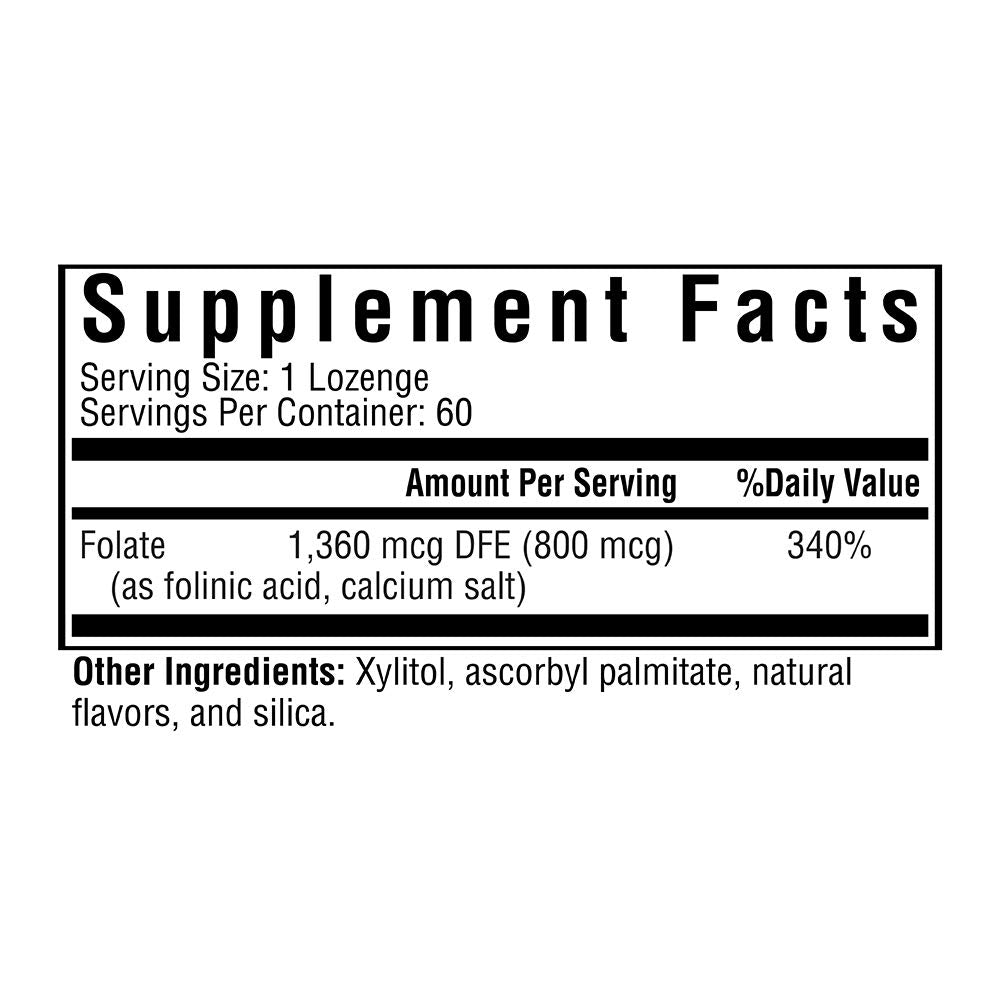 Seeking Health Folinic Acid, 1360 mcg DFE Folinic Acid to Support Homocysteine Levels, Methylation, Cognitive Function, and Energy, Vegan and Vegetarian (60 lozenges)* - The Oasis of Health