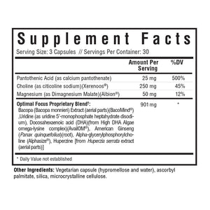 Seeking Health Optimal Focus, Stimulant - Free and Caffeine - Free Nootropic Support for Memory and Focus, with Choline, DHA from Algae, American Ginseng, Vegan and Vegetarian (90 Capsules) - The Oasis of Health