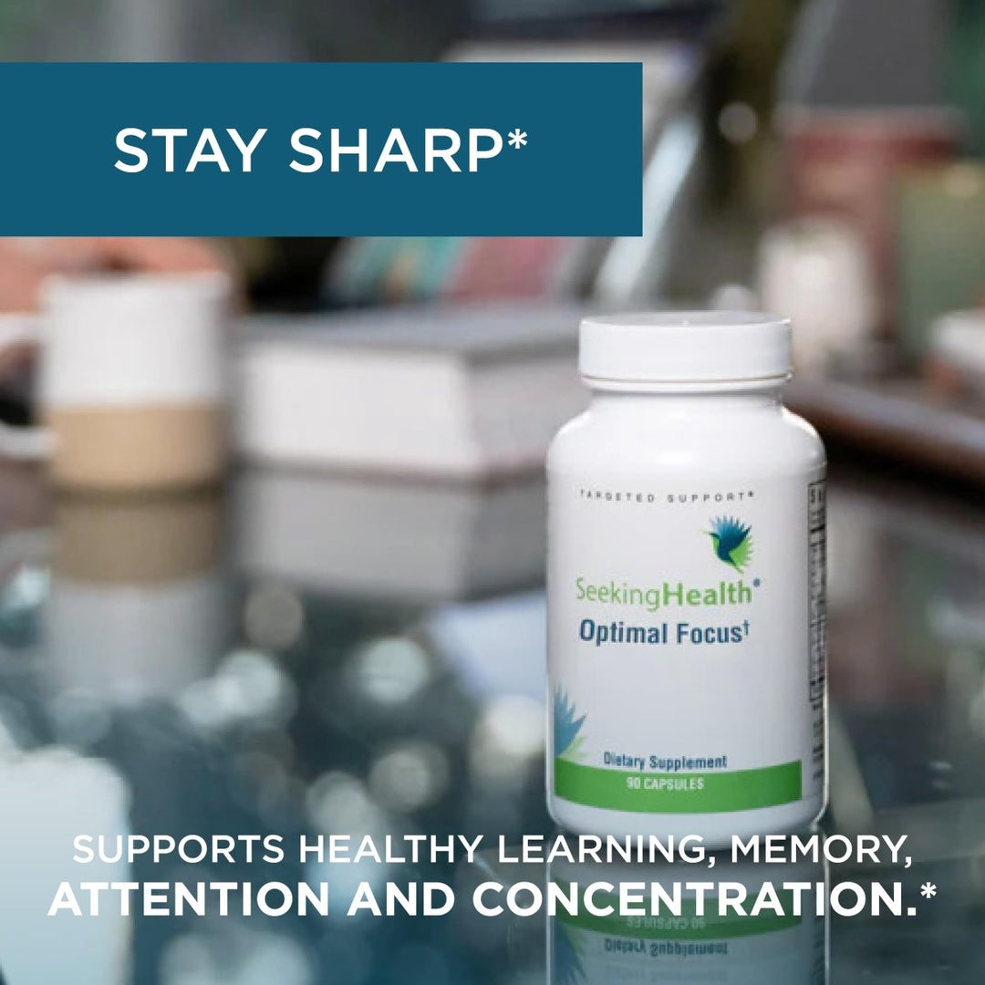 Seeking Health Optimal Focus, Stimulant - Free and Caffeine - Free Nootropic Support for Memory and Focus, with Choline, DHA from Algae, American Ginseng, Vegan and Vegetarian (90 Capsules) - The Oasis of Health