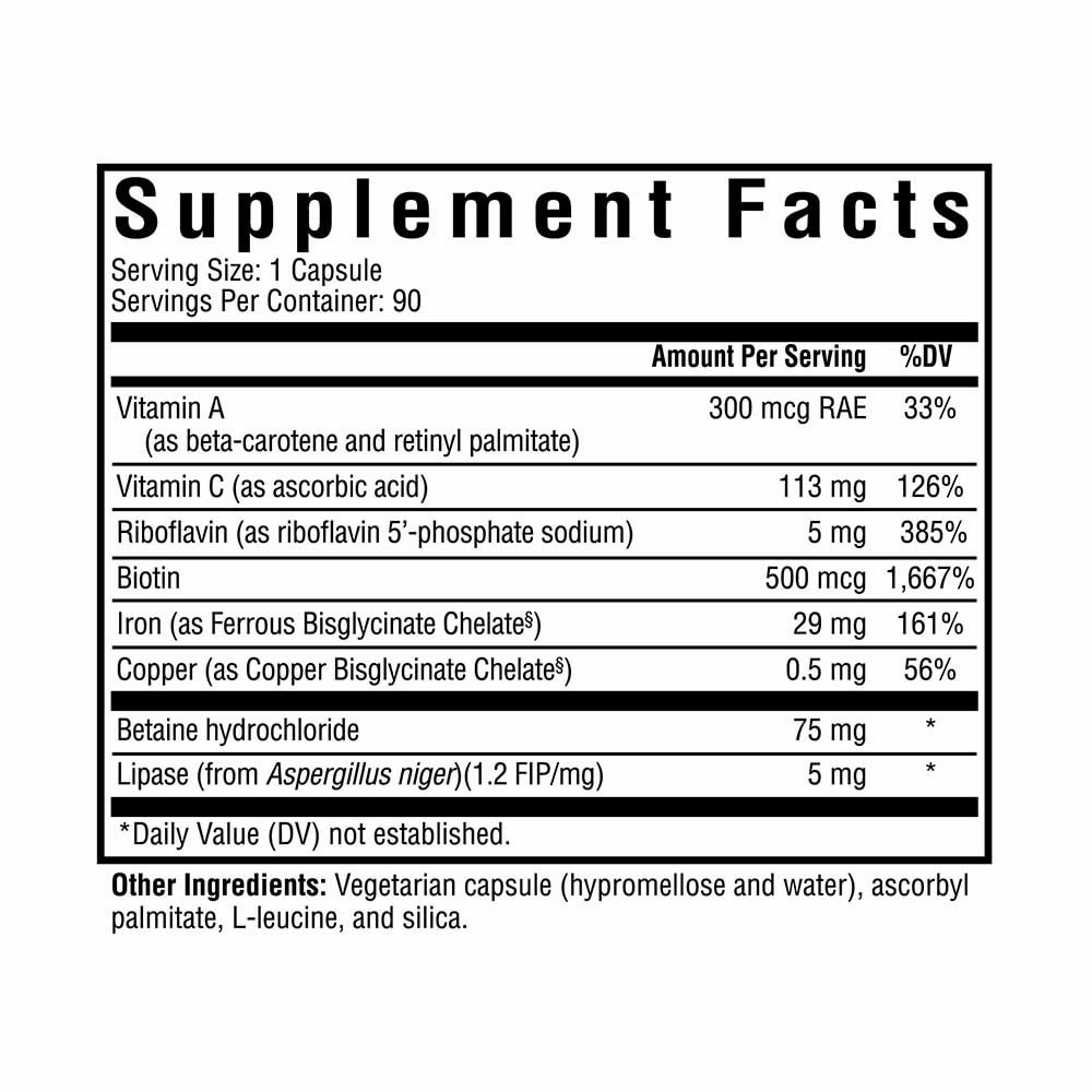 Seeking Health Optimal Iron - Supplement Supports Iron Metabolism & Aids Utilization - Formula with Vitamin C & Riboflavin to Support Absorption - 90 Capsules - The Oasis of Health