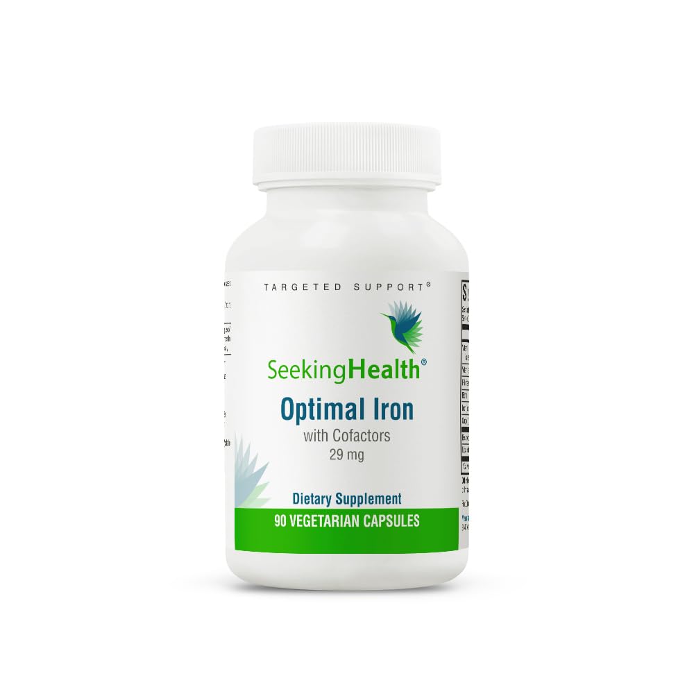 Seeking Health Optimal Iron - Supplement Supports Iron Metabolism & Aids Utilization - Formula with Vitamin C & Riboflavin to Support Absorption - 90 Capsules - The Oasis of Health