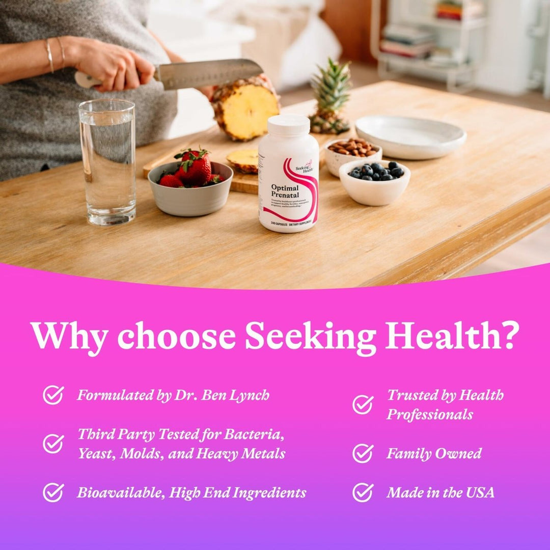 Seeking Health Optimal Prenatal, Women’s Vitamin with B12, Methylfolate, Choline, Methylation Support, Nutrients to Support Fertility, Pregnancy & Breastfeeding, Vegetarian Capsules (240 Capsules) - The Oasis of Health