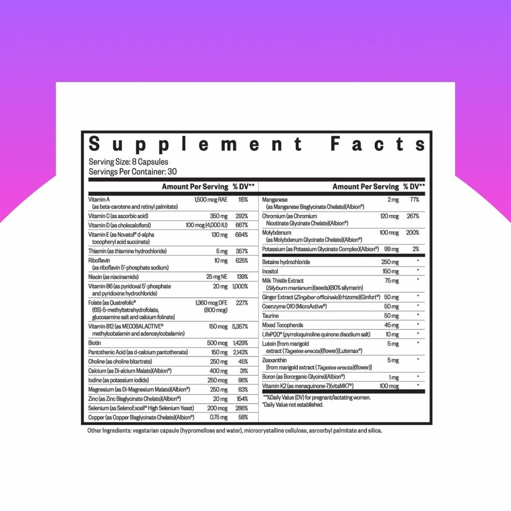 Seeking Health Optimal Prenatal, Women’s Vitamin with B12, Methylfolate, Choline, Methylation Support, Nutrients to Support Fertility, Pregnancy & Breastfeeding, Vegetarian Capsules (240 Capsules) - The Oasis of Health